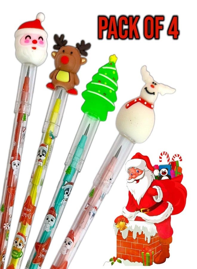 AMYCAUR Christmas Stackable Push Pencils With Santa Claus - Gift for Kids, Return Gift (20pcs) - Image 3